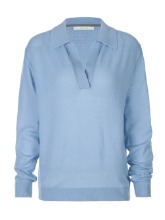 Italy Cashmere Blend Open Collar Knit Top