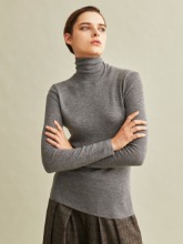 [Italy Cashmere] Silk Cashmere Turtleneck Knit Top