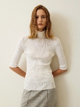 [Italy Wool] Premium Turtleneck Rib Knit Top - White