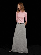 [FABRIC from JAPAN] Pintuck Maxi Wool Skirt - Light Grey