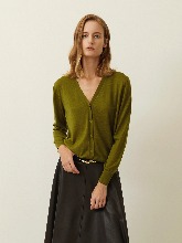 [Italy Cashmere] Silk Cashmere Knit Cardigan - Khaki