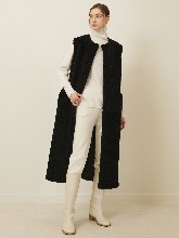 Lamb Fur Long Vest - Black