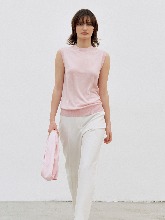 [Italy Cashmere] Silk Cashmere Sleeveless Knit Top - Light Pink