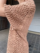 Crochet Knit Long Dress - Camel