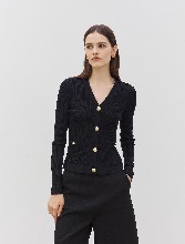 Buttoned V-Neck knit cardigan - Black