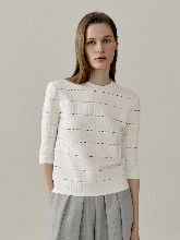 (RE) Crochet-effect knit Top - White