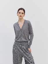 [Italy Cashmere] Silk Cashmere Knit Cardigan - Grey