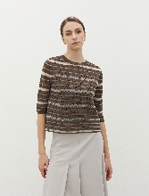 Crochet-effect See-through knit Top - Brown