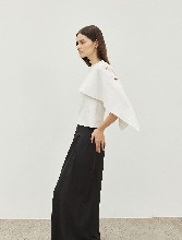 Button Detail Cropped Knit Pancho - Ivory