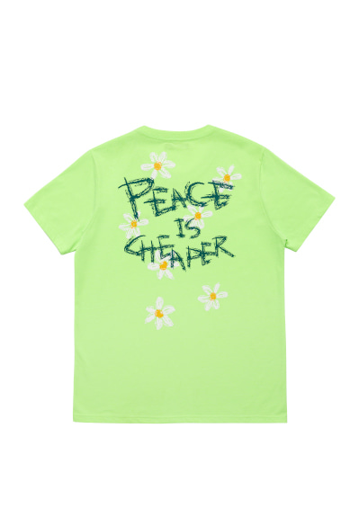 PEACE IS CHEAPER T-SHIRT NEON GREEN