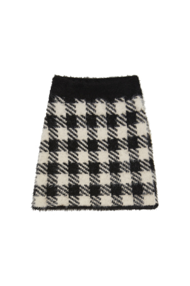 [리퍼브] CHECK EYELASH YARN MINI SKIRT BLACK CHECK