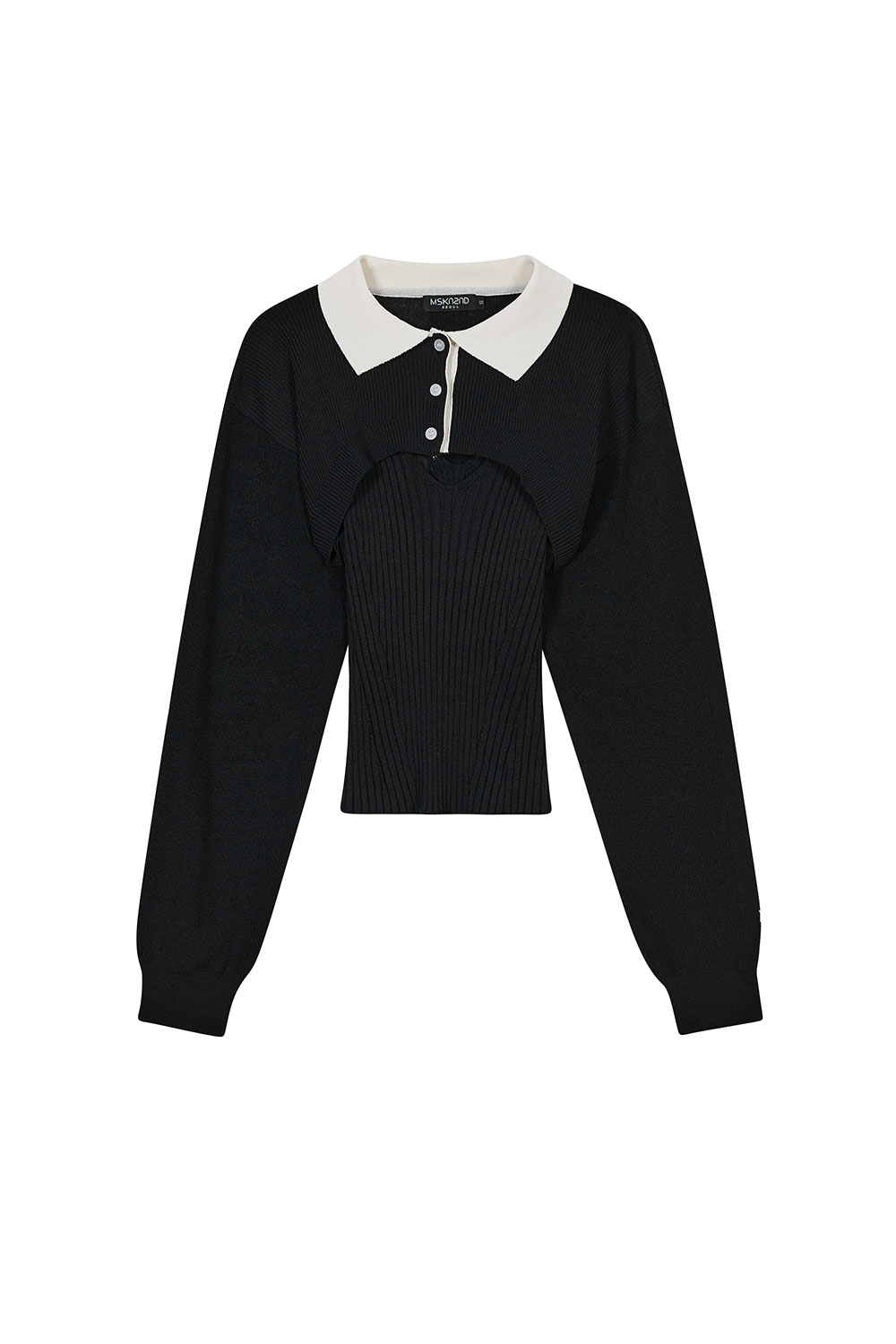 [이채연 착용] 럭비 레이어드 스웨터 블랙