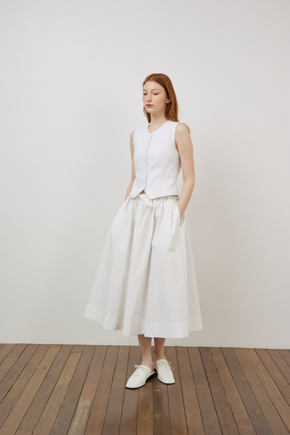 Cotton volume skirt in white [2차 재입고]