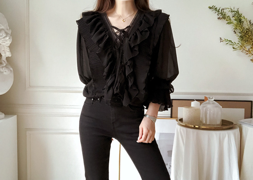 Marang ruffle blouse *[black]