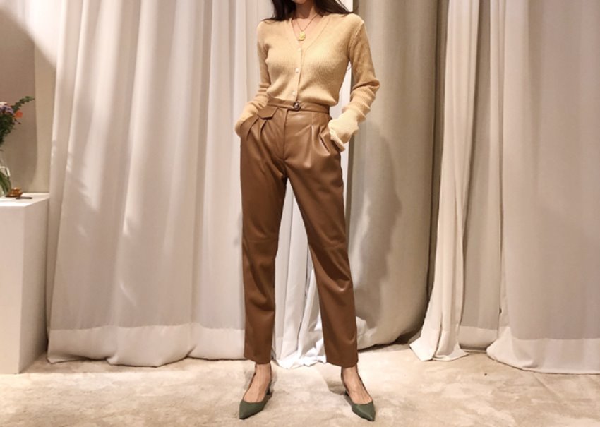 Eco soft leather pants *[Camel Brown]