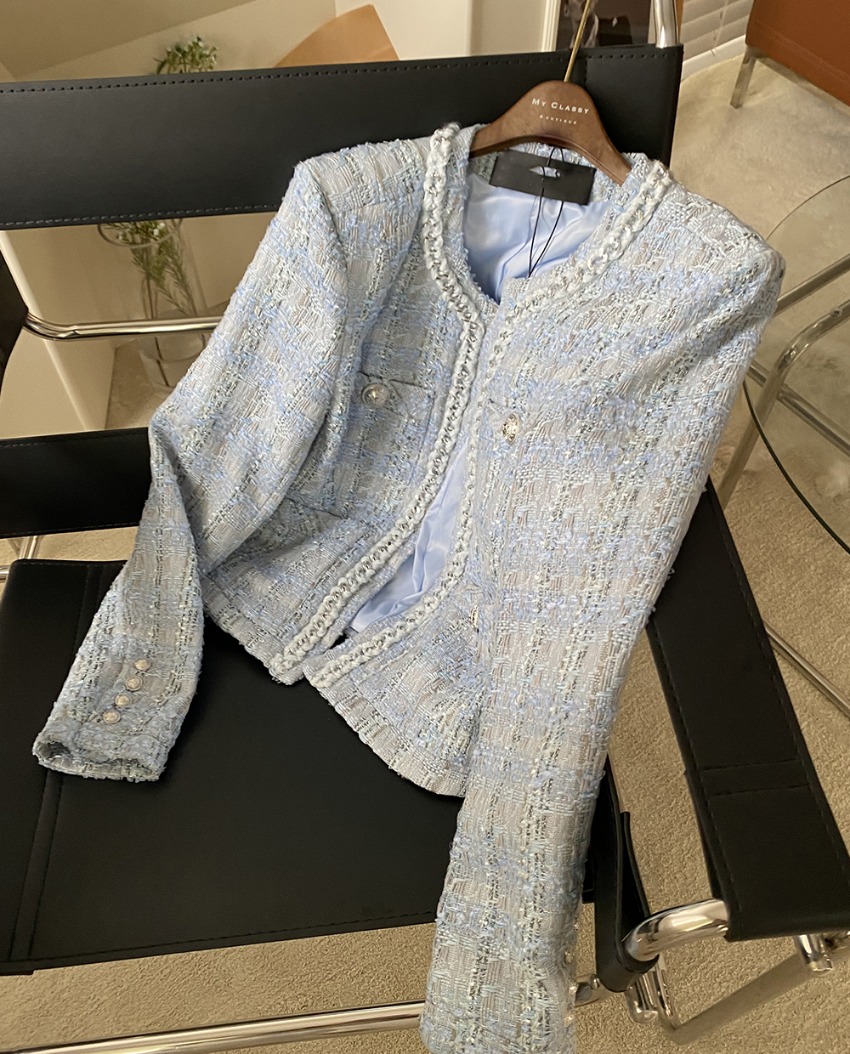silver chain tweed jacket