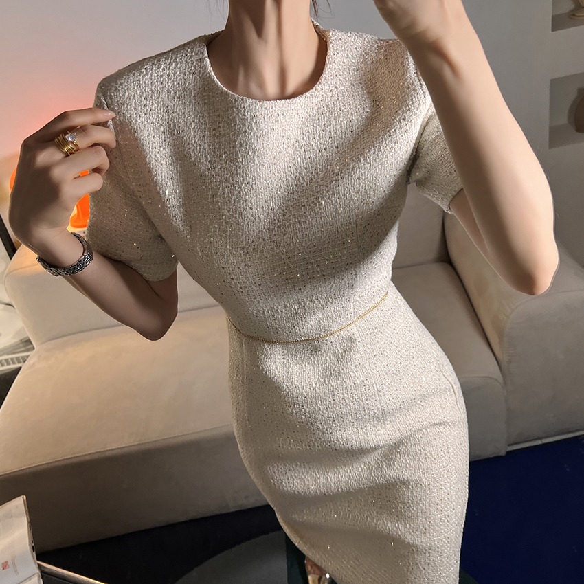 Sequin Pearl Tweed Dress