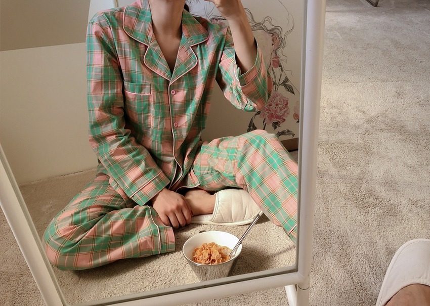 Melon check pajamas