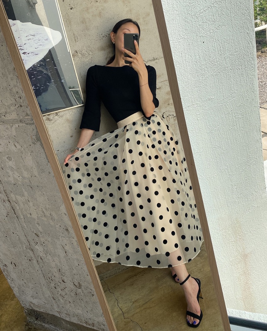 classy dot double skirt
