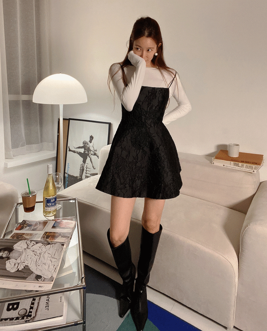 Black Jacquard Mini Dress [한정수량 판매]