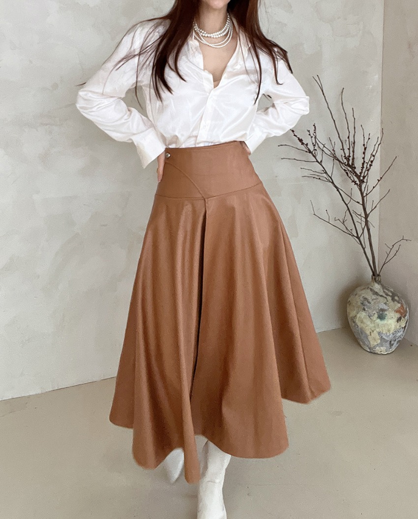 Leather Flare Wrap Skirt