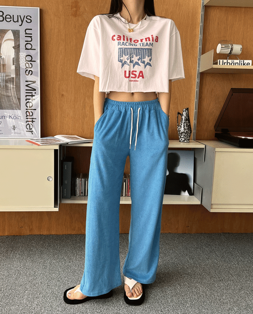 Terry Wide Track Pants *[blue]