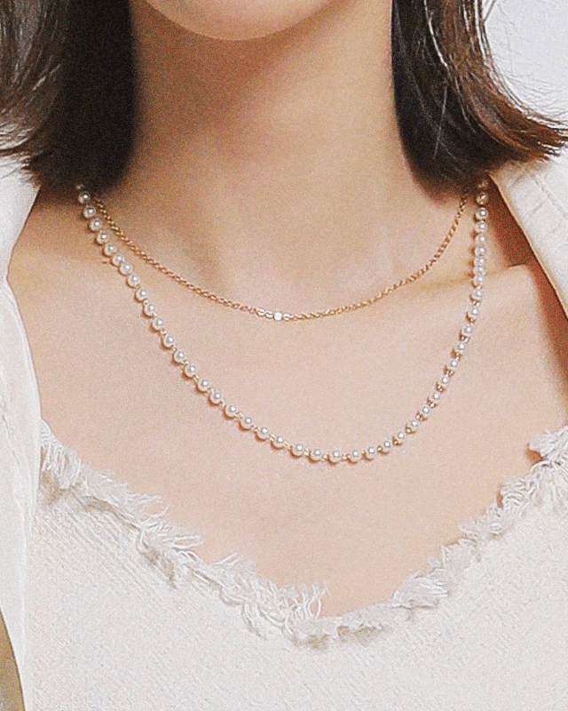 优雅装饰珍珠链层次项链