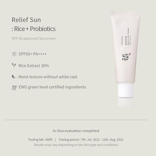 Beauty of Joseon Relief Sun Rice + Probiotics SPF50+ Rice Sunscreen Korean PA++++,Korean Sunscreen SPF 50+ for All Skin Type and UV Defense(50ml) | MYKOCO.COM