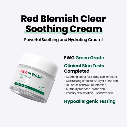 Dr.G RED Blemish Clear Soothing Cream (70ml/2.36 oz) Gowoonsesang Cosmetic, Moisturizing Recovery Cream for Sensitive Acne-Prone Skin; Cica Soothing Moisturizer | MYKOCO.COM