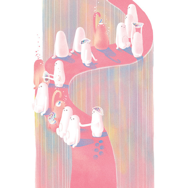 초갸집 안에서 핑크빛을 만드는 초갸들 (Art Print)