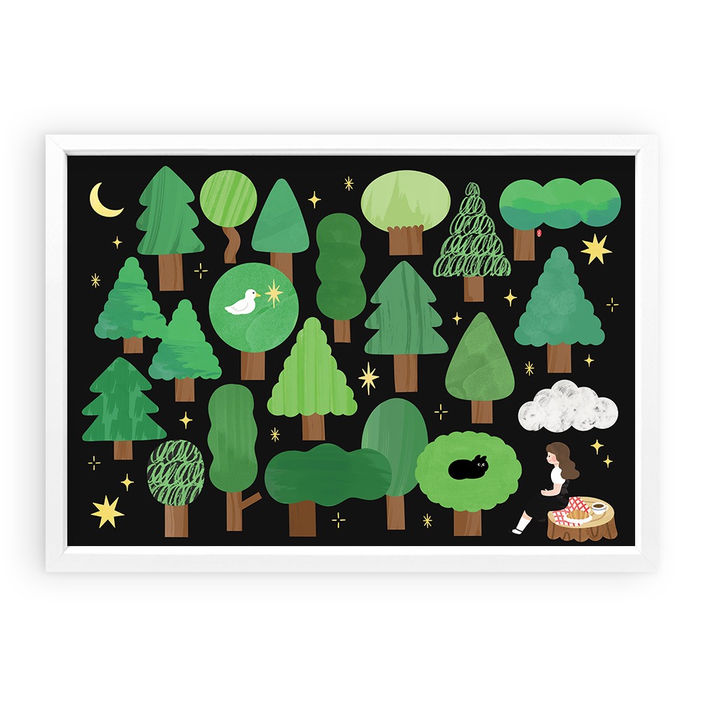 Forest for rest in the night (Art Print)