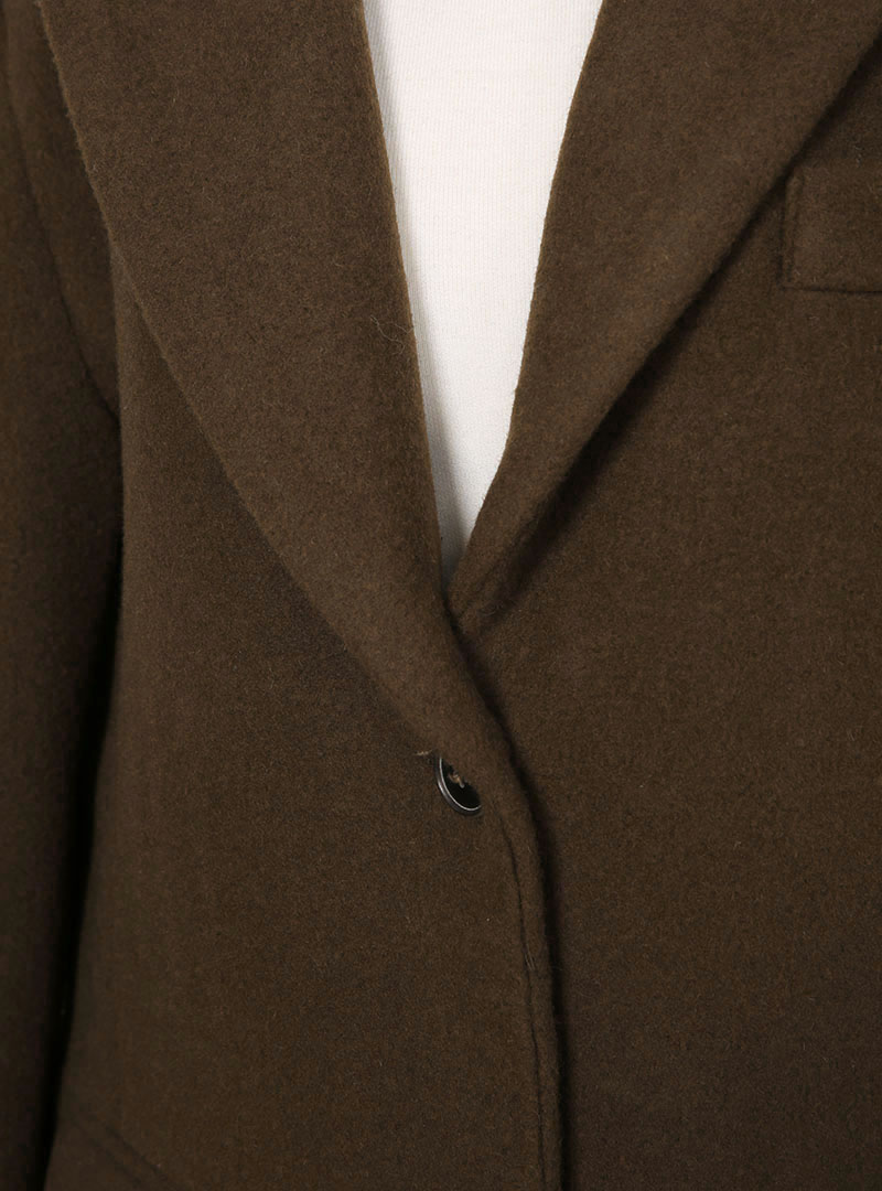 時髦暖冬翻蓋口袋長版純色大衣