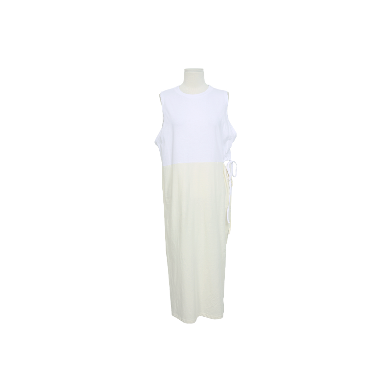 Self-Tie Side Two-Tone Sleeveless Dress