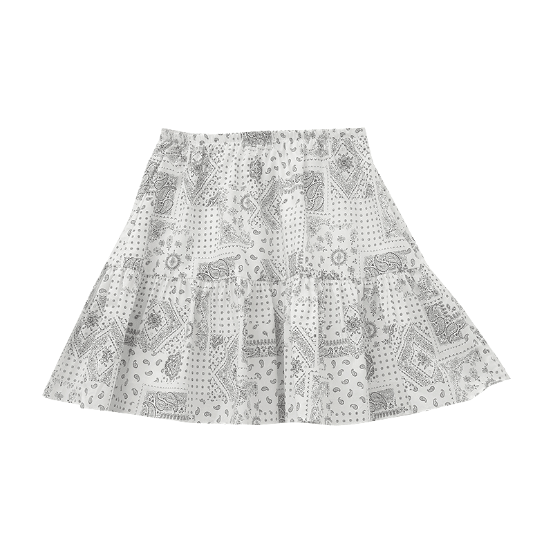 Paisley Print Flounce Hem Mini Skirt