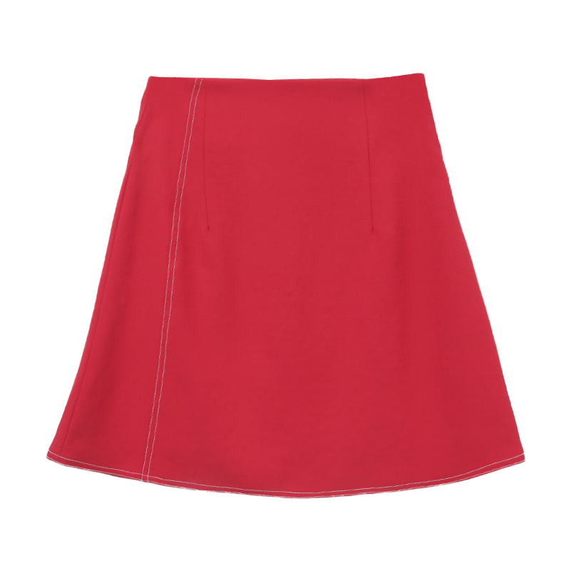 Stitch Accent Mini A-Line Skirt