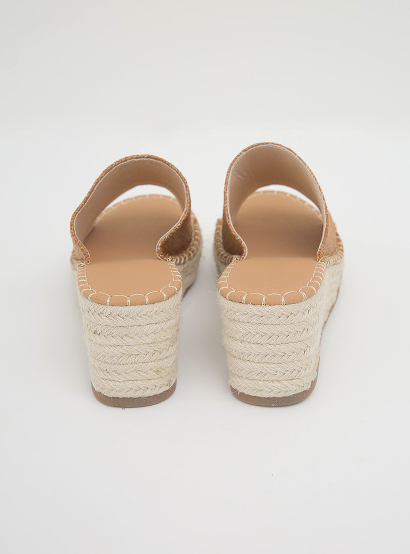 編織感鞋面造型楔型拖鞋