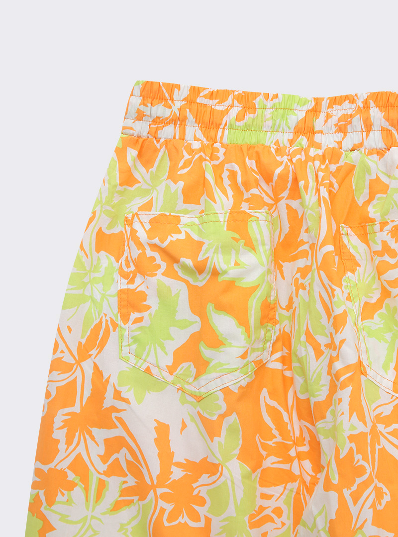 Tropical Print Elastic Waist Pants