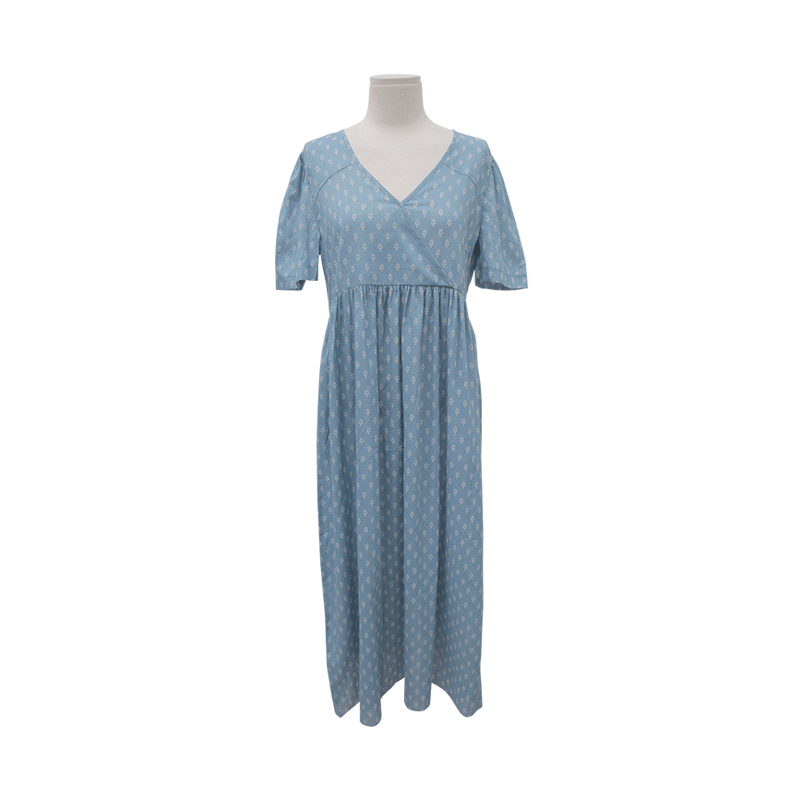Allover Pattern V-Neck Long Dress