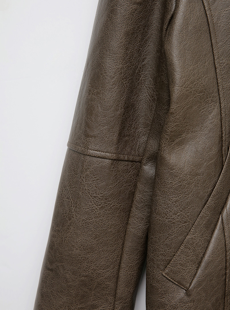 Button-Front Faux Leather Jacket