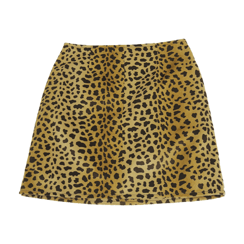 Back Zip Cheetah Pattern Mini Skirt