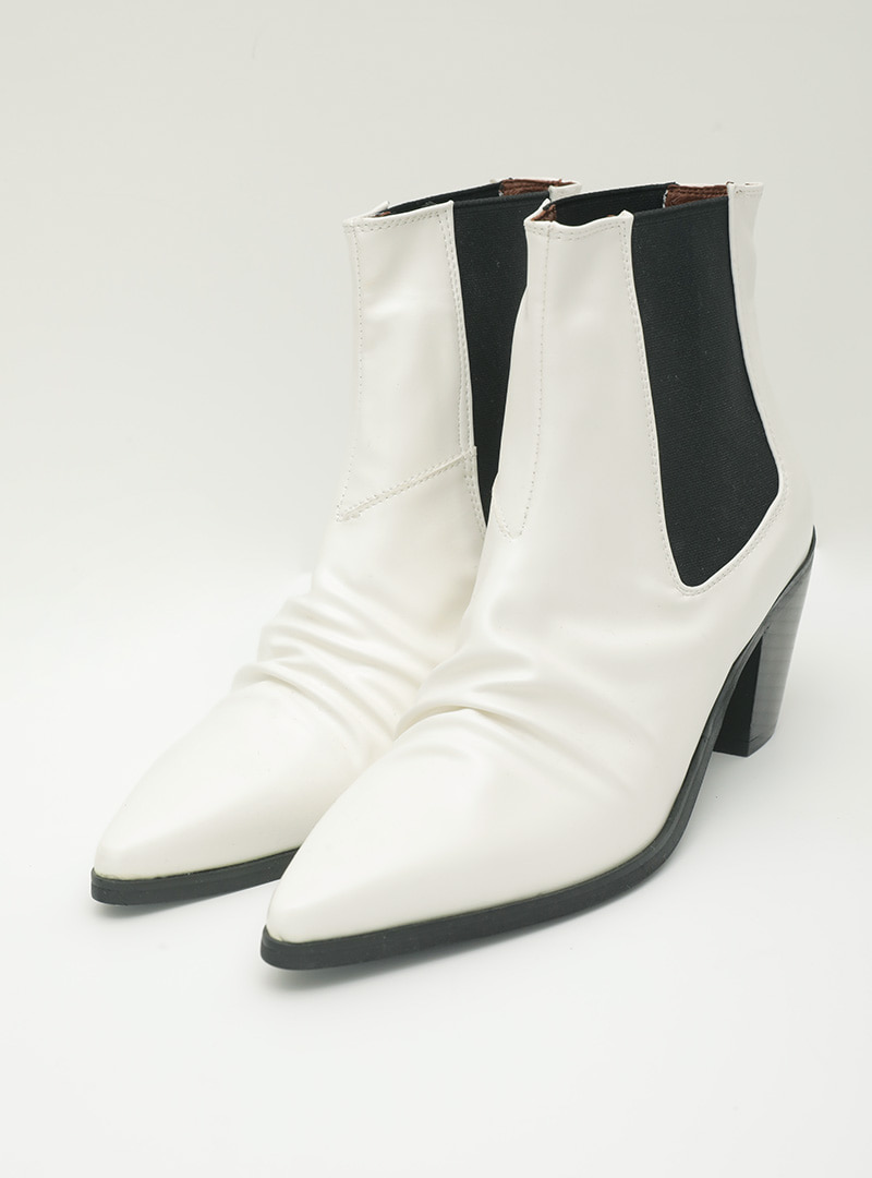 Cuban Heel Ruched Chelsea Boots