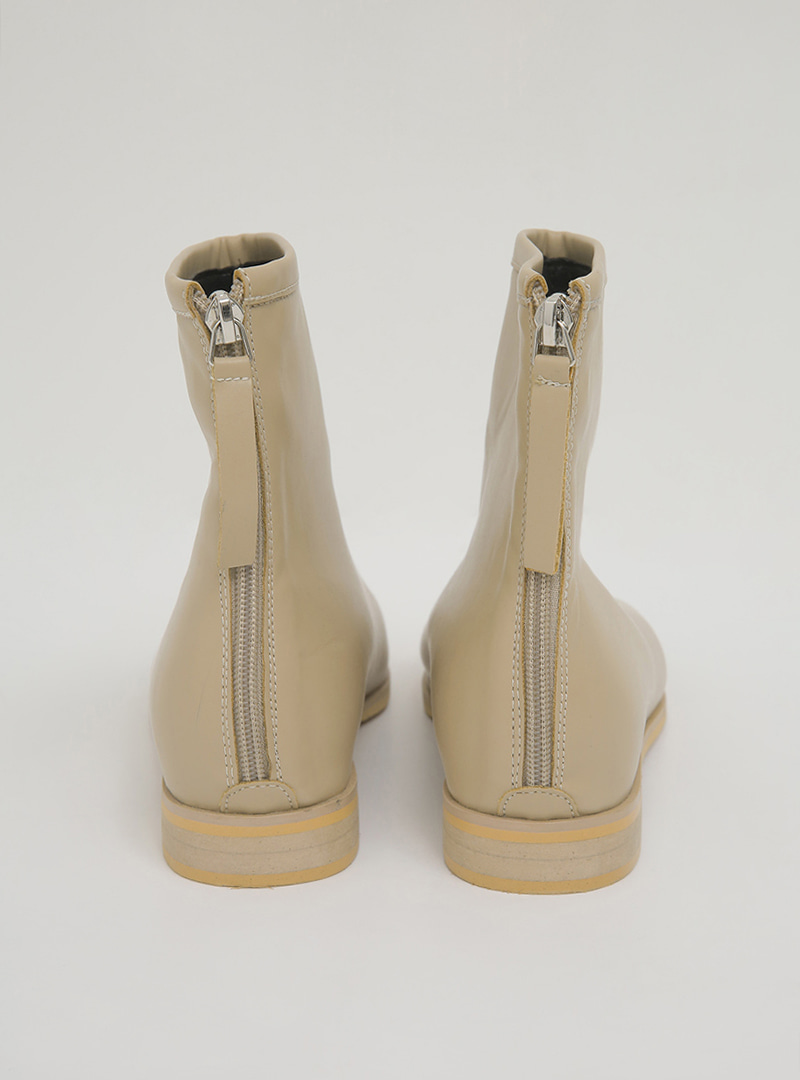 Back Zip Square Toe Ankle Boots