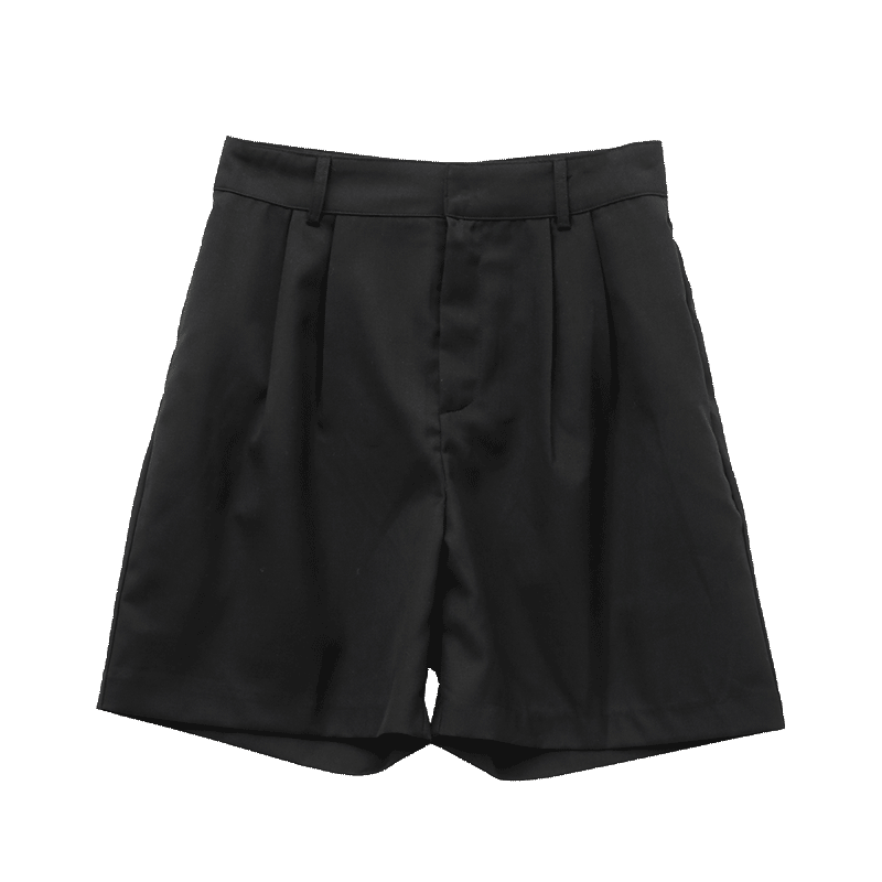 Pleated Mid-Length Shorts