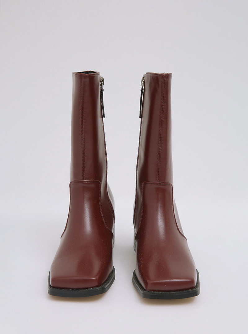 Square Toe Block-Heeled Mid-Calf Boots