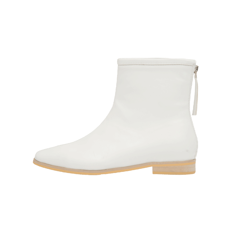 Back Zip Square Toe Ankle Boots