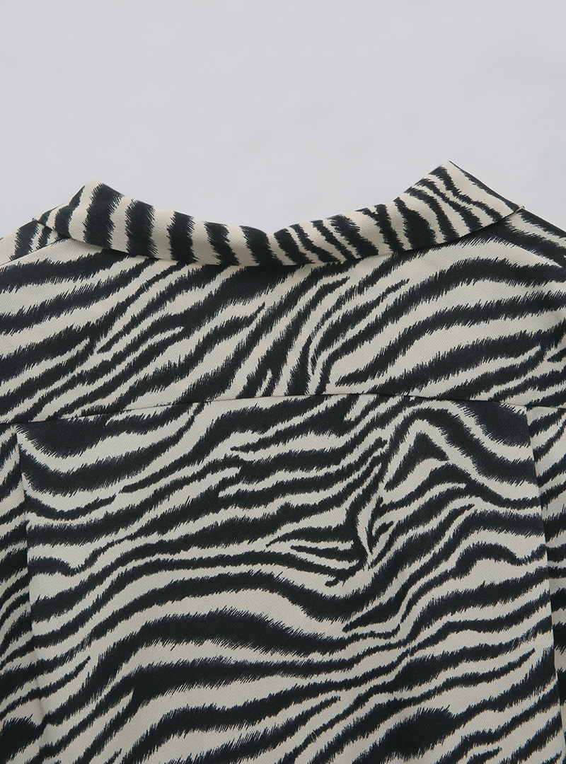 Zebra Print Notch Collar Shirt