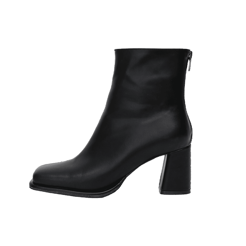 Square Toe Block Heeled Ankle Boots