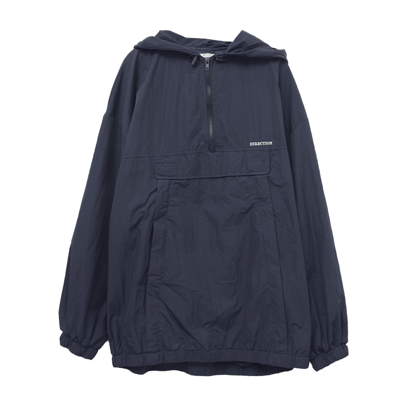Embroidered Lettering Hooded Anorak