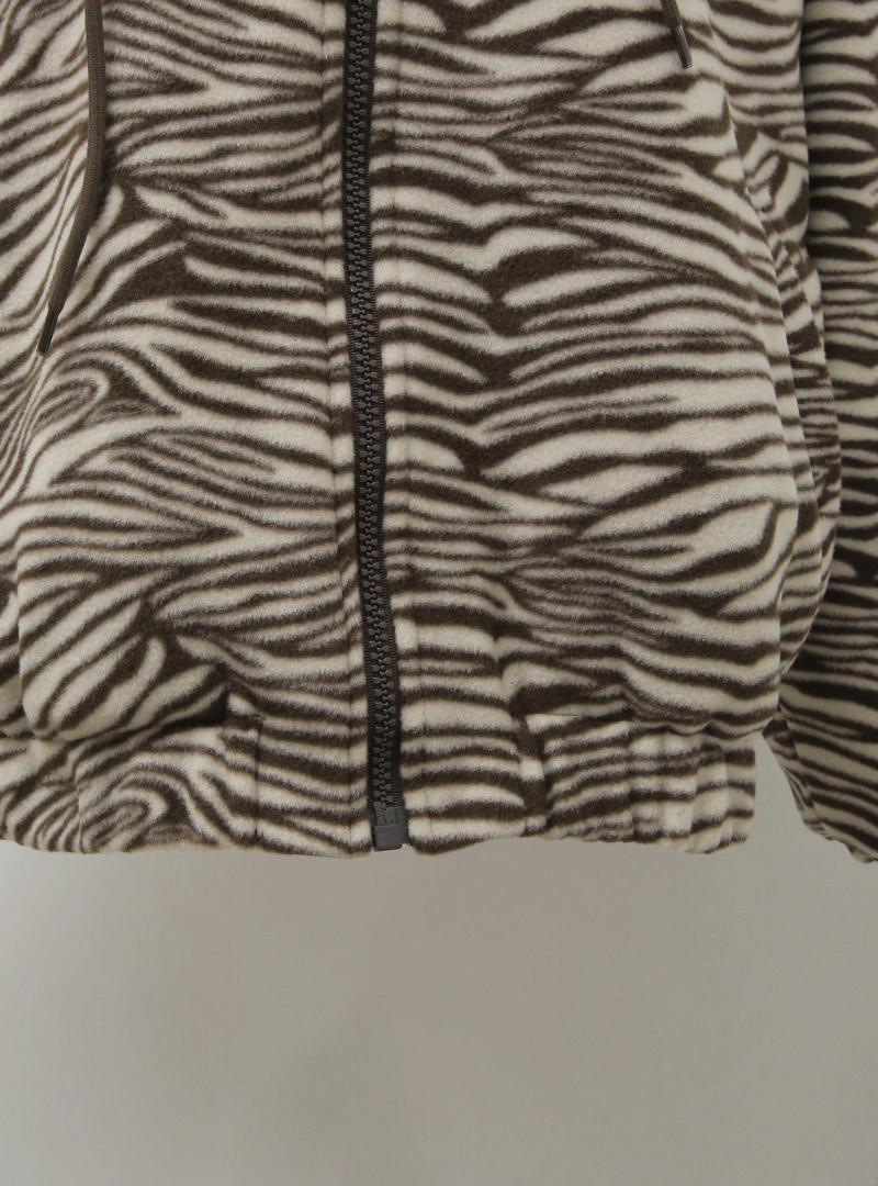 Zebra Pattern Zip-Up Hoodie