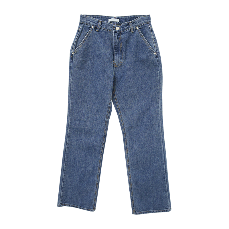Contrast Stitch Long Straight Jeans